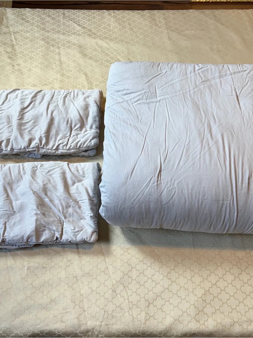 Pottery Barn 3 Piece Queen Gray Cotton Comforter Quilt Sheet Set & Standard Sham